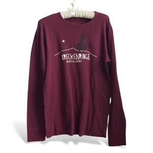 Burgundy Breckenridge Distillery Crew Neck Waffle Long Sleeve Tee, Large